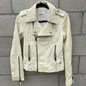 Ever, Moto Biker Lambskin Leather, Cream Jacket